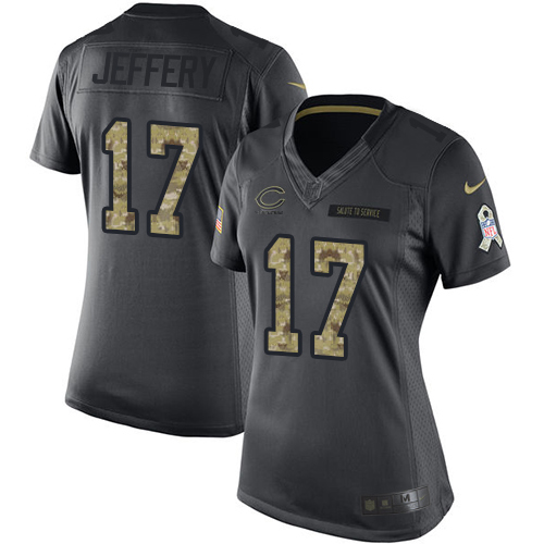 Women's Limited Alshon Jeffery Nike Jersey Black - #17 2016 Salute to Service NFL Chicago Bears